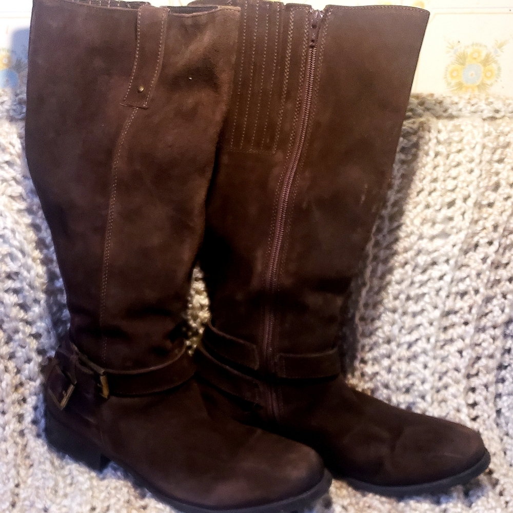 Clarks brown suede tall boots